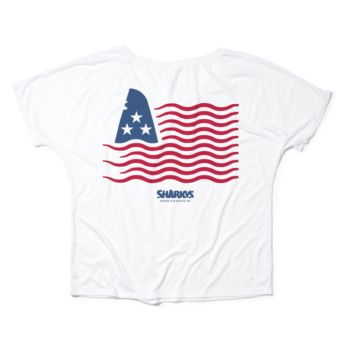 Sharky's Women's Patriotic Fin Tee