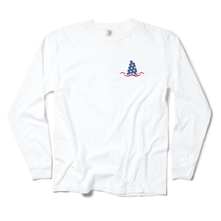 Sharky's Unisex Patriotic Fin Longsleeve Tee