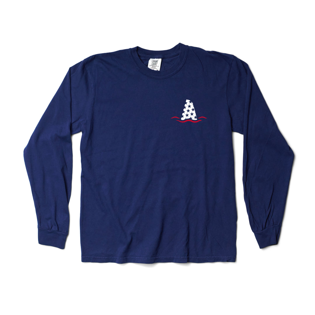 Sharky's Unisex Patriotic Fin Longsleeve Tee